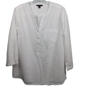 EUC Zac & Rachel White Swiss Dot Blouse 3/4 Sleeves Size XL